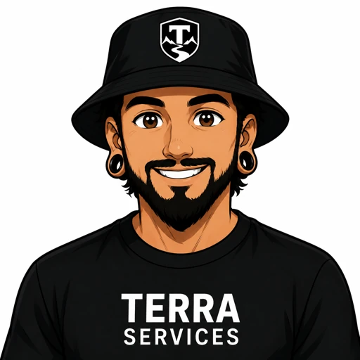 Illustrated portrait of Alex wearing a TERRA Services shirt